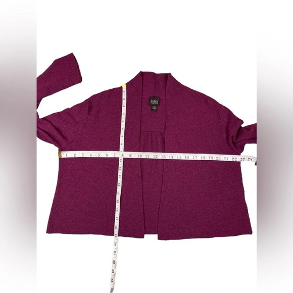 EILEEN FISHER Womens Long Sleeve Open Front Purple Wool Cropped Cardigan Size M - Picture 6 of 8